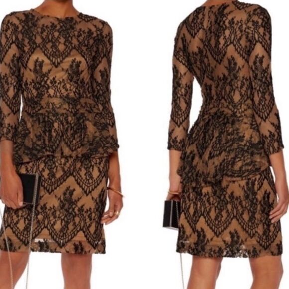 GANNI Larkin Peplum Black Lace Cocktail Dress NEW WITH TAGS SIZE XS - Picture 1 of 7